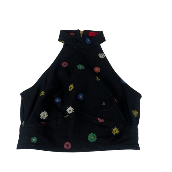 MOTHER Never Falter Halter Top Fresh as a Daisy Black Denim - Picture 5 of 12